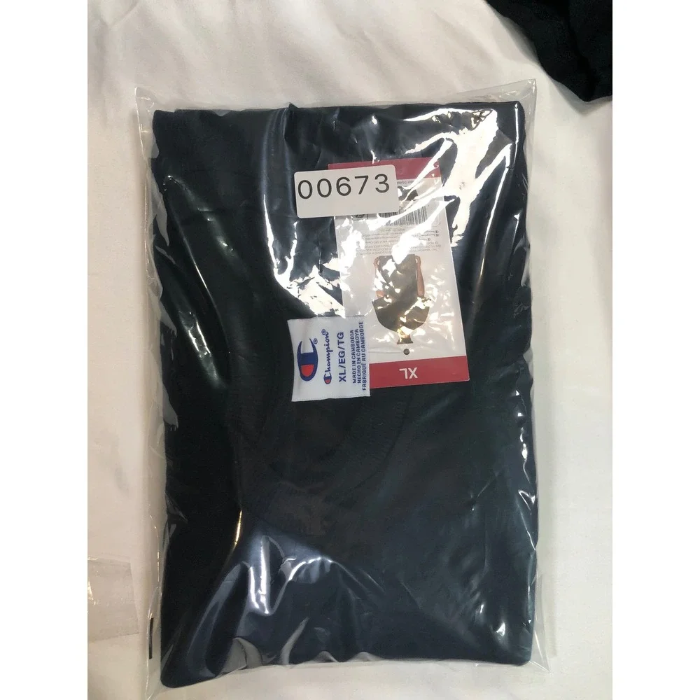 Champion Retro Tee Mens XL Black Short Sleeve Script Logo Crewneck T-Shirt NEW